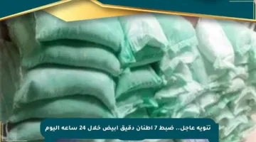 تنويه عاجل.. ضبط 7 أطنان دقيق أبيض خلال 24 ساعة اليوم